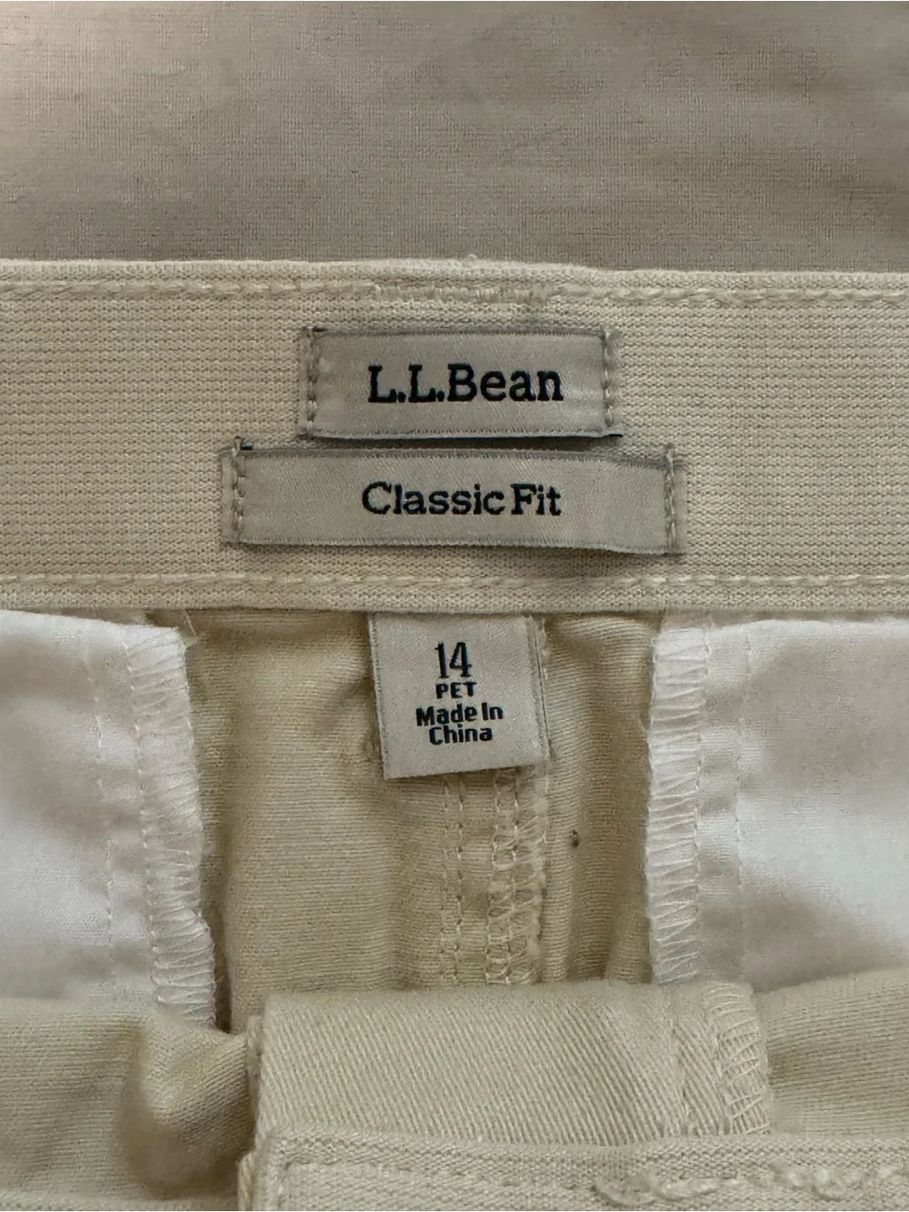 L.L.Bean Classic Fit Khaki Cotton Skirt Size 14 Petite